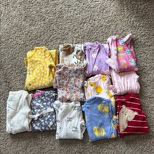 Lot of baby 6 month footie pjs